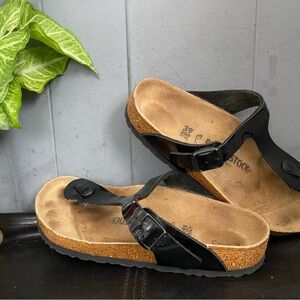 Pre-owned Birkenstock Arizona in Glossy Black Sandals Sz 39/8 Women’s